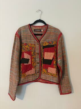 Vintage 90s Canvasbacks quilted patchwork jacket, womens size M